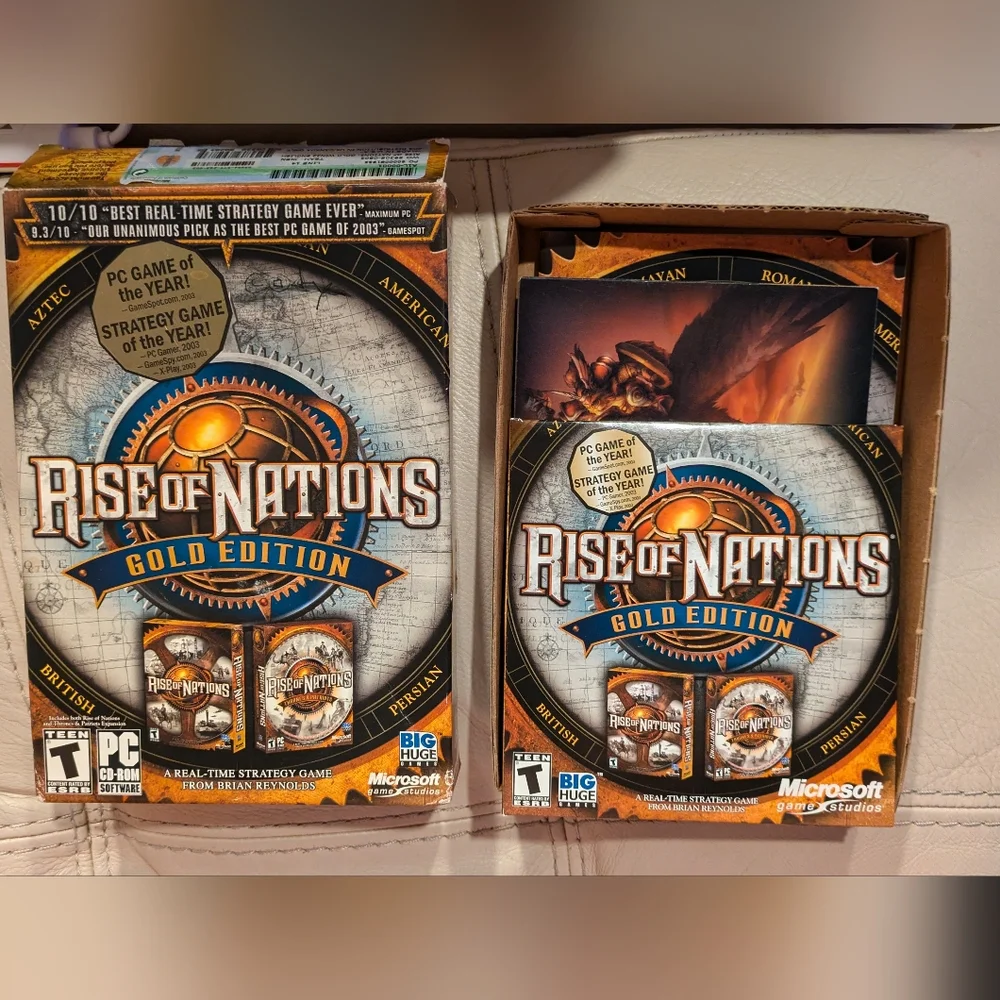 Rise Of Nations Gold Edition 2-Disc Microsoft PCVideo Game 2004 Disks & Booklets